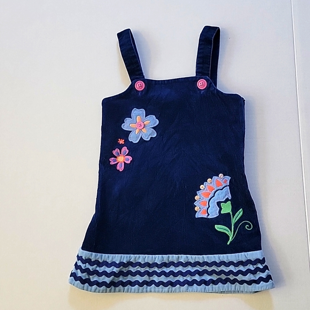 Hartstrings 4T Toddler Girls Corduroy Dress Jumper Embroidery Applique